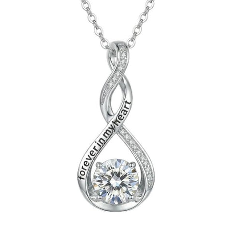 14K Gold Plated 12 Month Birthstone Infinity Twisted Pendant Necklace Mother's Day Christmas Anniversary Birthday Gift