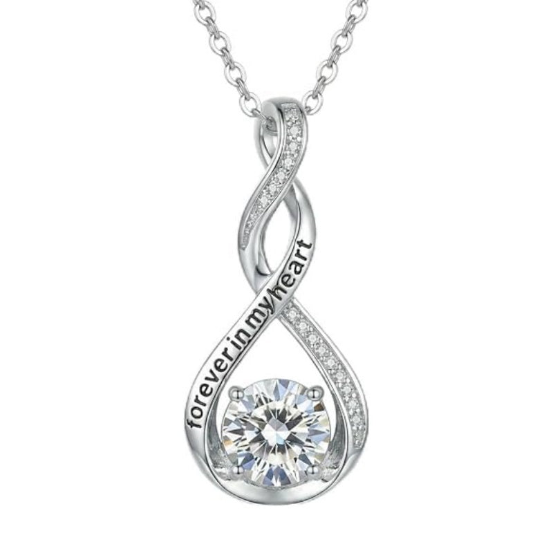 14K Gold Plated 12 Month Birthstone Infinity Twisted Pendant Necklace Mother's Day Christmas Anniversary Birthday Gift
