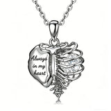 Sterling Silver Black Heart Skeleton Necklace With Engraved