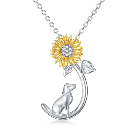 Sterling Silver Birthstone Cat Necklace Crystal Dog Necklace for Women Birthday Mothers Day Jewelry Gifts