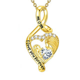 10K 14K 18K Yellow Gold 12 Months Birthstone  Infinity Mother Daughter Pendant Necklace