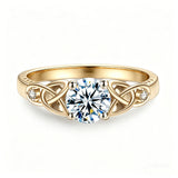 Sterling Silver 10K 14K 18K Gold  Personalized Engraved Moissanite Celtic Knot Wedding Engagement Ring