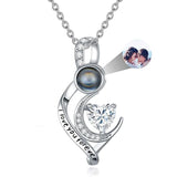 Sterling Silver 12 Months Birthstone Personalized Photo Projection  Pendant Necklace