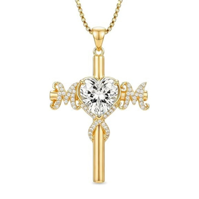 14K Gold Plated  Birthstone Cross Necklace  Pendant Necklace Mother's Day Birthday Gifts for Women