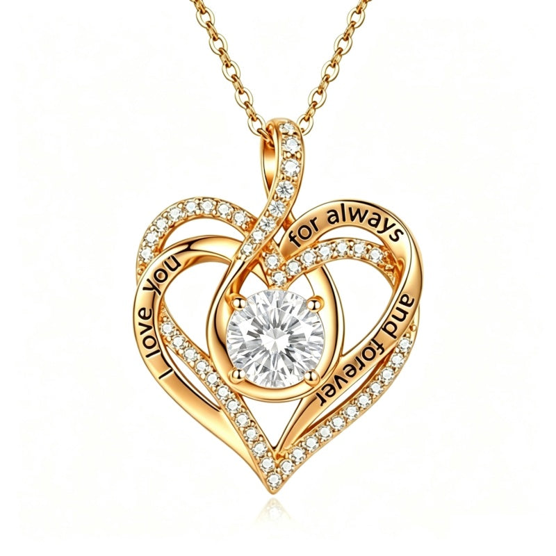 14K Gold Plated Heart Birthstone Infinity Necklace Christmas Valentine Birthday Gift