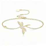14K Gold Plated Birthstone Dragonfly Anklet Bracelet Birthday Gifts for Her