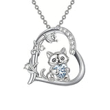 Sterling Silver Birthstone  Cat Pendant Necklace for Women
