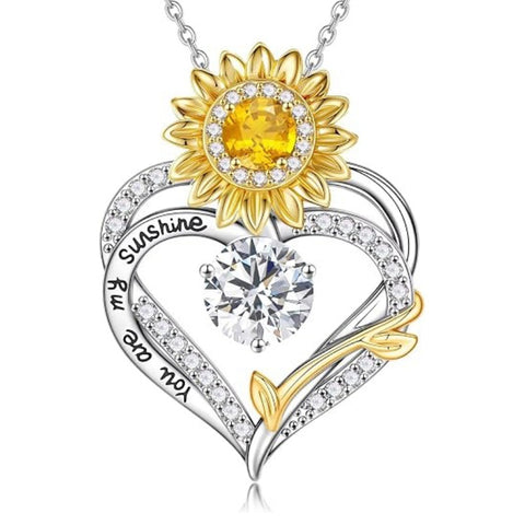 14K Gold Plated Birthstone Sunflower Pendant Necklace Anniversary Birthday Gifts for Women