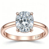 Sterling Silver 10K 14K 18K Gold Personalized Engraved Moissanite Wedding Engagement Promise Band Ring
