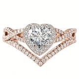 Sterling Silver 10K 14K 18K Gold 1CT-4CT Heart Round Teardrop Oval Moissanite Engagement Rings Set for Women