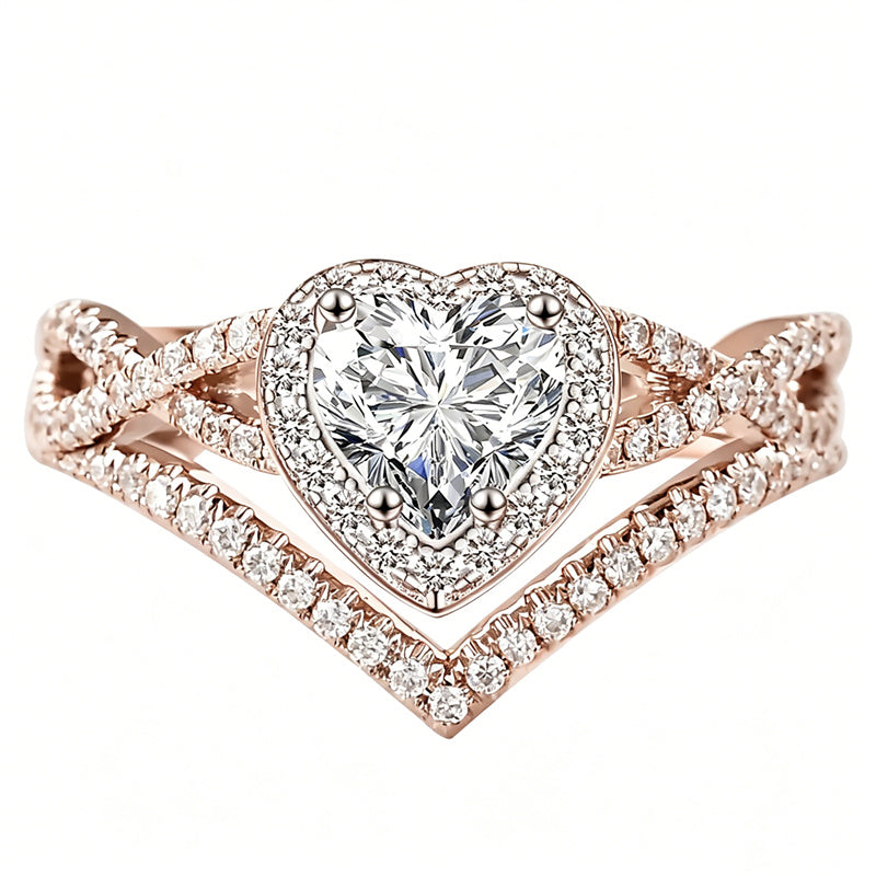Sterling Silver 10K 14K 18K Gold 1CT-4CT Heart Round Teardrop Oval Moissanite Engagement Rings Set for Women