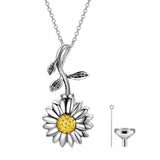 925 Sterling Silver Sunflower Daisy Urn Necklace Keepsake Ashes Cremation Hair Memorial Jewelry