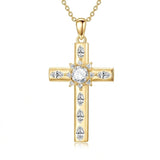 14K Gold Plated Birthstone Infinity  Cross Pendant NecklaceJewelry for Women