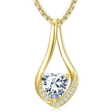 Sterling Silver 18K Yellow/White Gold Plated Forever Love Heart Infinity Pendant Necklace