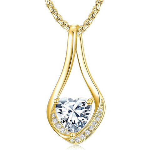 Sterling Silver 18K Yellow/White Gold Plated Forever Love Heart Infinity Pendant Necklace