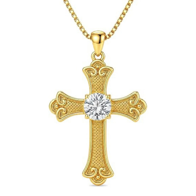 14K Gold Plated  Birthstone Cross Necklace  Pendant Necklace Mother's Day Birthday Gifts for Women