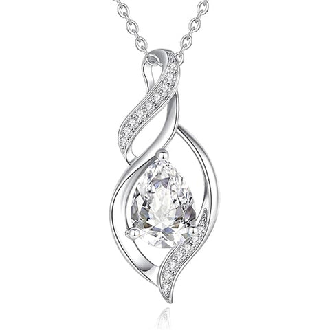 Sterling Silver Teardrop Birthstone Infinity Love Necklace for Women
