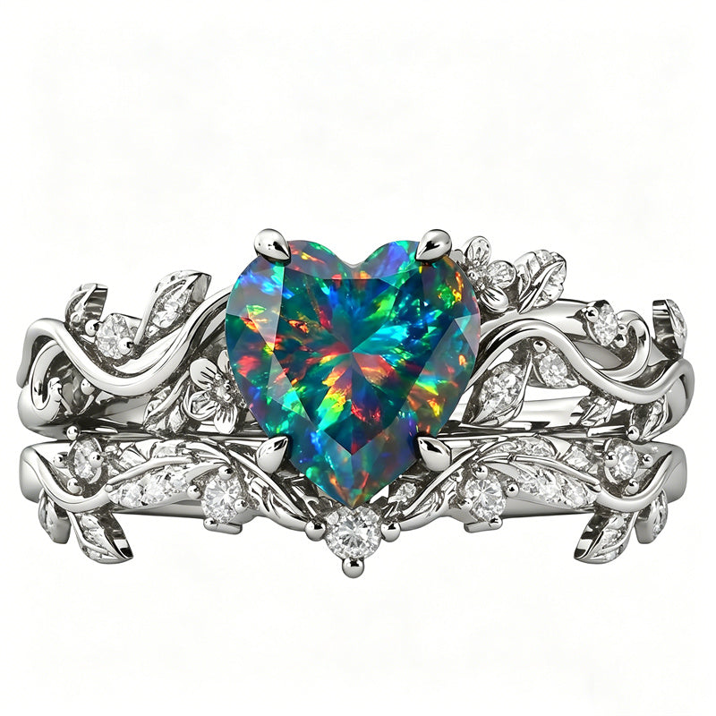 Sterling Silver 10K  14K  18K  Gold Personalized Engraved Black Opal Engagement Wedding Promise Ring for Her