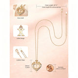 14K Gold Plated Rose Heart Initial Necklace Engraved with I Love You for Always and Forever  for Women