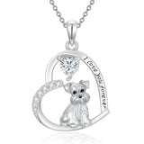 Sterling Silver 12 Month Birthstone Schnauzer Chihuahua Pitbull Pug Pendant Necklace for Women