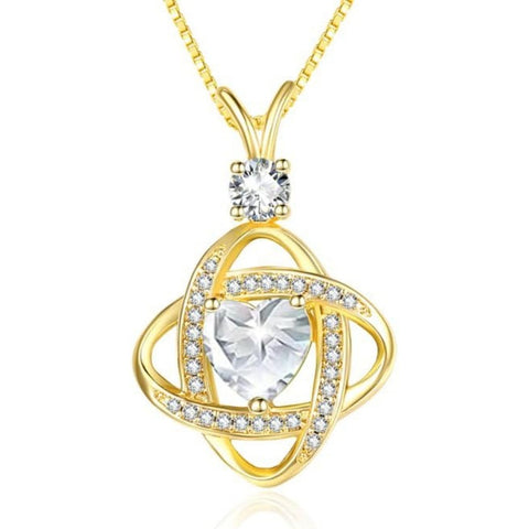 14K Gold Plated Heart Birthstone Infinity Pendant Necklace for Women Anniversary Christmas Birthday Gifts