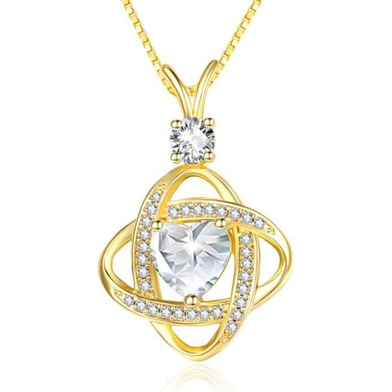 14K Gold Plated Heart Birthstone Infinity Pendant Necklace for Women Anniversary Christmas Birthday Gifts