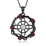 Sterling Silver Black Heart Skeleton Birthstone Necklace With Engraved Halloween Gift