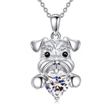 Sterling Silver Birthstone Schnauzer Pendant  Necklace