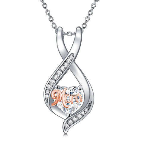 Sterling Silver Birthstone Mom Pendant Necklace Gift for Mother
