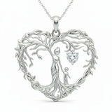Sterling Silver Heart Pendant Birthstone Tree of Life Mother Child Family Necklace