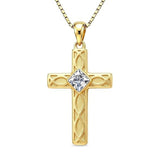 14K Gold Plated Birthstone Cross Pendant Necklace for Women  Anniversary Christmas Birthday Gift