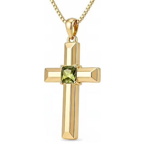 14K Gold Plated  Birthstone Cross Necklace  Pendant Necklace Mother's Day Birthday Gifts for Women