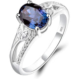 Sterling Silver Oval Shaped 8X6 MM Gemstone Ring Leaf Engagement Ring for Women