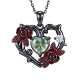 Sterling Silver Black Heart Skeleton Birthstone Necklace With Engraved Halloween Gift