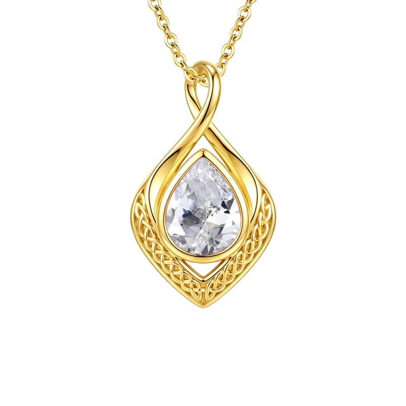 14K Gold Plated  Birthstone Celtic Knot Infinity Necklace  Birthday Christmas Jewelry Gift