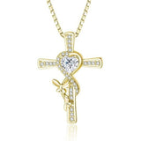 14K Gold Plated Birthstone Butterfly  Cross Pendant Necklace Anniversary Birthday for Her