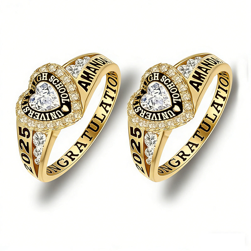 Sterling Silver Personalized Birthstone Engraved Class Rings for Women ...