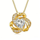 10K 14K 18K Gold 12 Months Birthstones  Love Knot Pendant Necklace