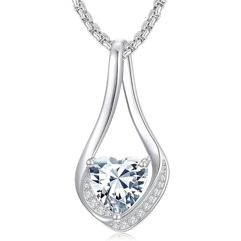 Sterling Silver 18K Yellow/White Gold Plated Forever Love Heart Infinity Pendant Necklace