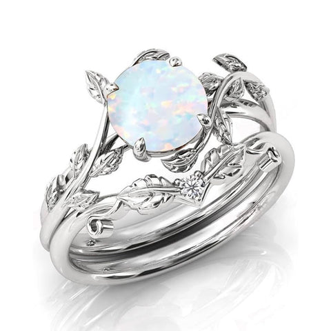 Sterling Silver Natural Moss Agate Blue Sandstone Opal Set Ring