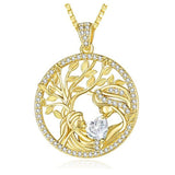 14K Gold Plated Birthstone Tree of Life Mother Child Necklace for Women