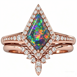 Sterling Silver 10K  14K  18K  Gold Personalized Engraved Black Opal Engagement Wedding Promise Ring for Her