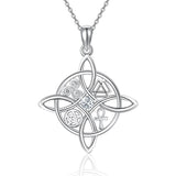 Witches Knot Necklace Sterling Silver Celtic Cross Witch Jewelry Witches Knot Amulet Gifts for Women Girls