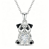 Sterling Silver 12 Month Birthstones Hedgehog Pug Fox Otter Pendant Necklace Gifts for  Birthday, Christmas, Graduation