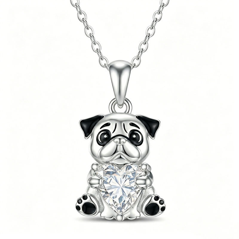 Sterling Silver 12 Month Birthstones Hedgehog Pug Fox Otter Pendant Necklace Gifts for  Birthday, Christmas, Graduation