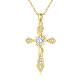 14K Gold Plated Birthstone Infinity  Cross Pendant NecklaceJewelry for Women