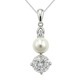 14K Gold Plated Birthstone 8MM  Round Pearl Pendant Necklace for Women