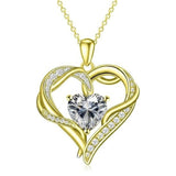14K Gold  Plated 12 Months Birthstone Forever Love Heart Necklace Birthday Anniversary Wedding Gift