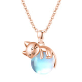 Moonstone Cat Necklace 925 Sterling Silver Cat Pendant Necklace Gift for Women Daughter Mother