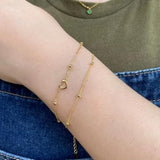 14K Gold Plated Infinity Double-Layer Chain Heart Bracelet for Women
